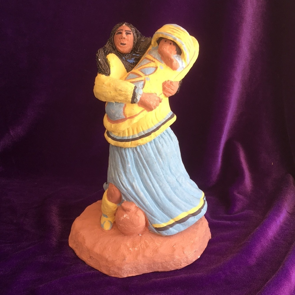 Clay Figurine of Native American Mother & child